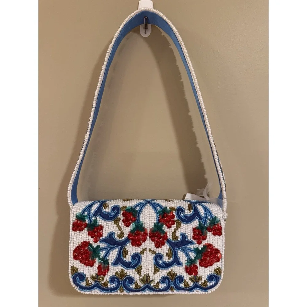 New Release Handcrafted in India Raspberry Vine Beaded Bag Viral‎ TikTok